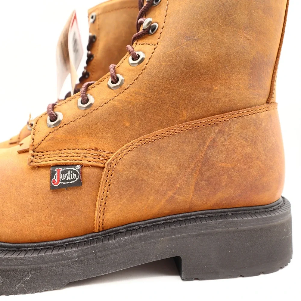 Justin Modern Work Boots Mens 9.5 D Aged Bark Brown Leather OW760 NWT Box